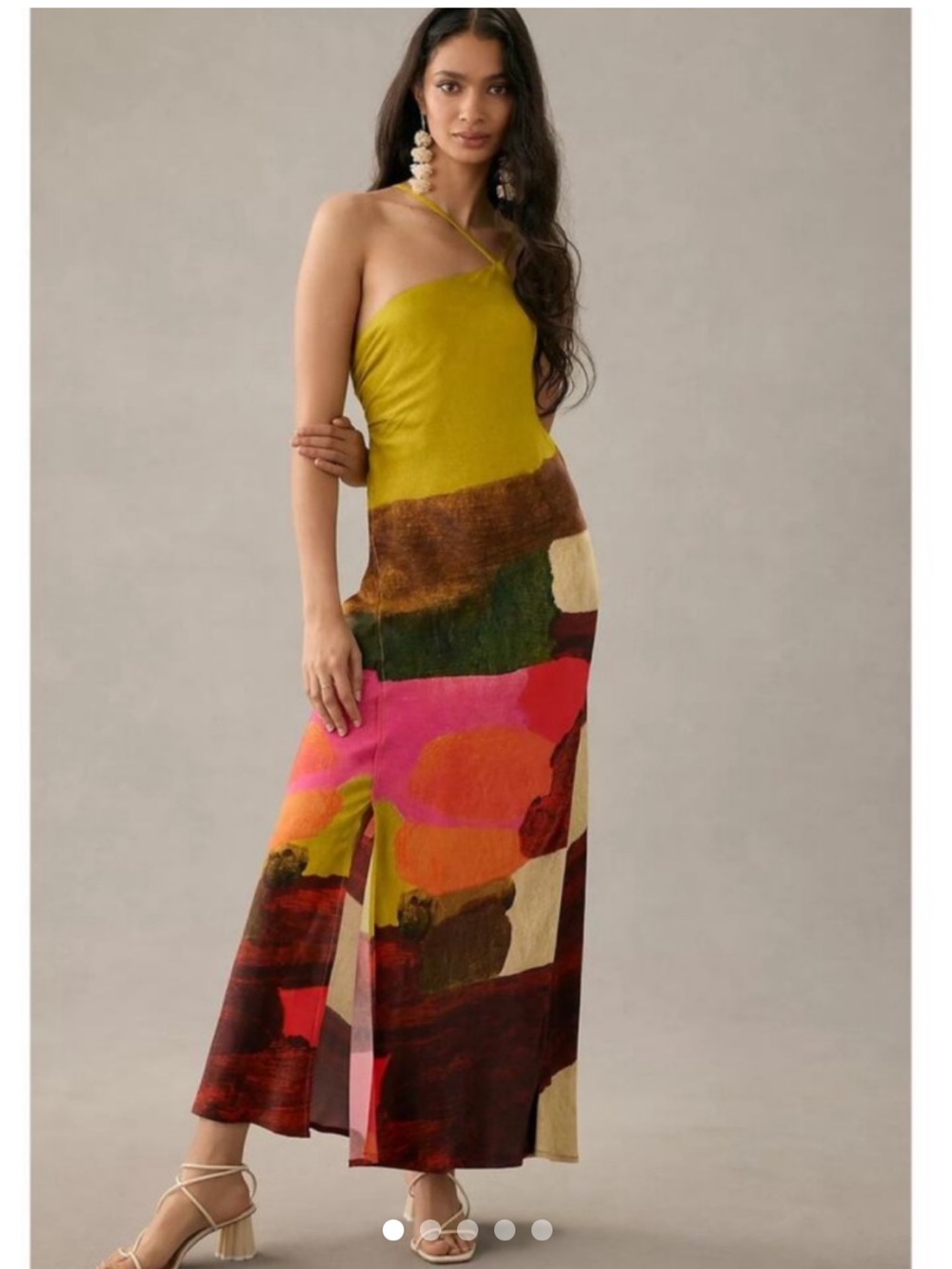 BL-NK One-Shoulder Abstract Print Midi Dress Anthropologie